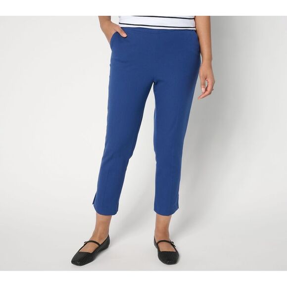 Isaac Mizrahi Live! Women's Petite Pants 20P Stretch Icon Straight Blue A675364 - Picture 1 of 4